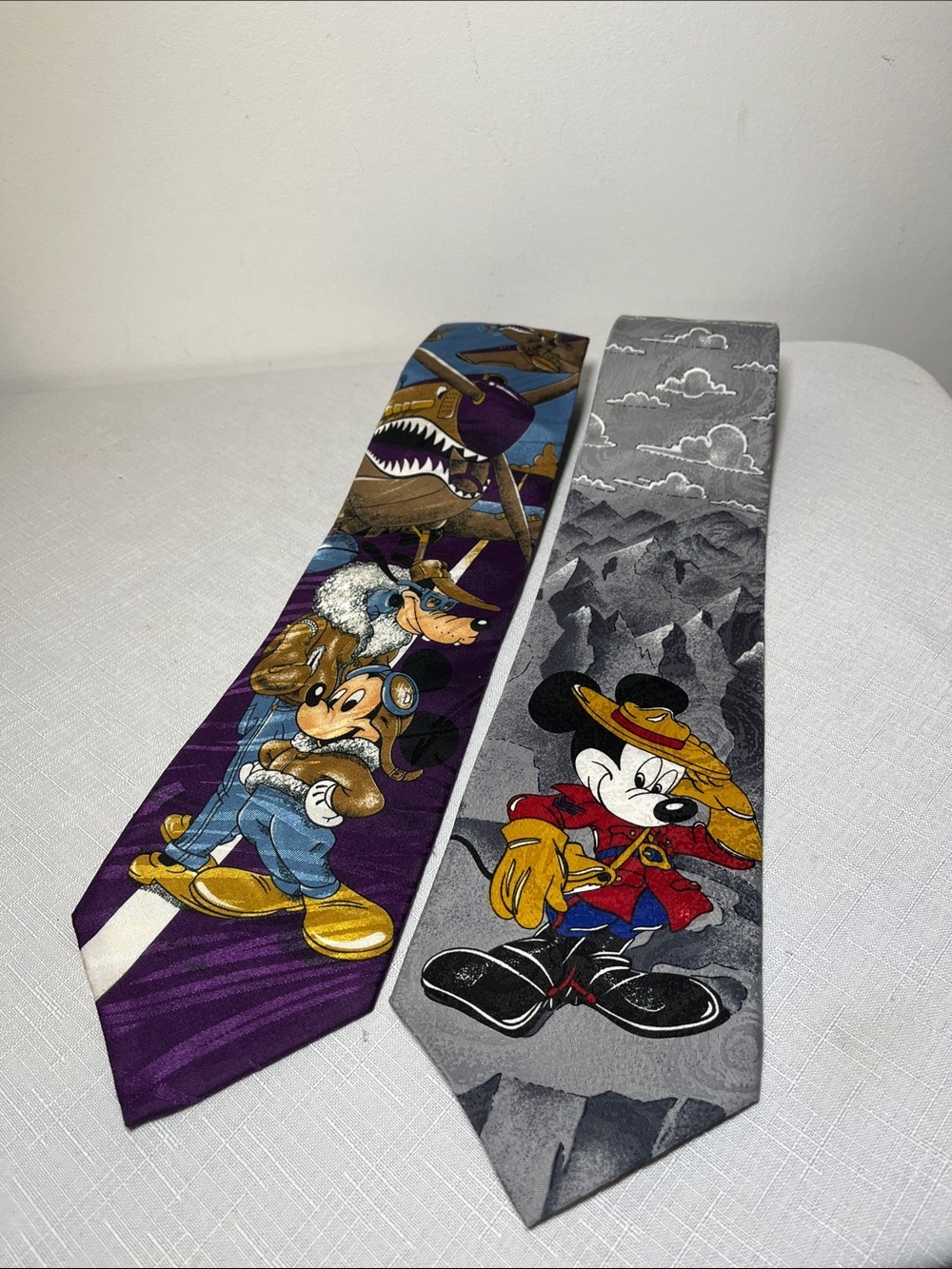 2 DISNEY Novelty Ties Featuring Mickey & Goofy — Purple & Gray
Polyester